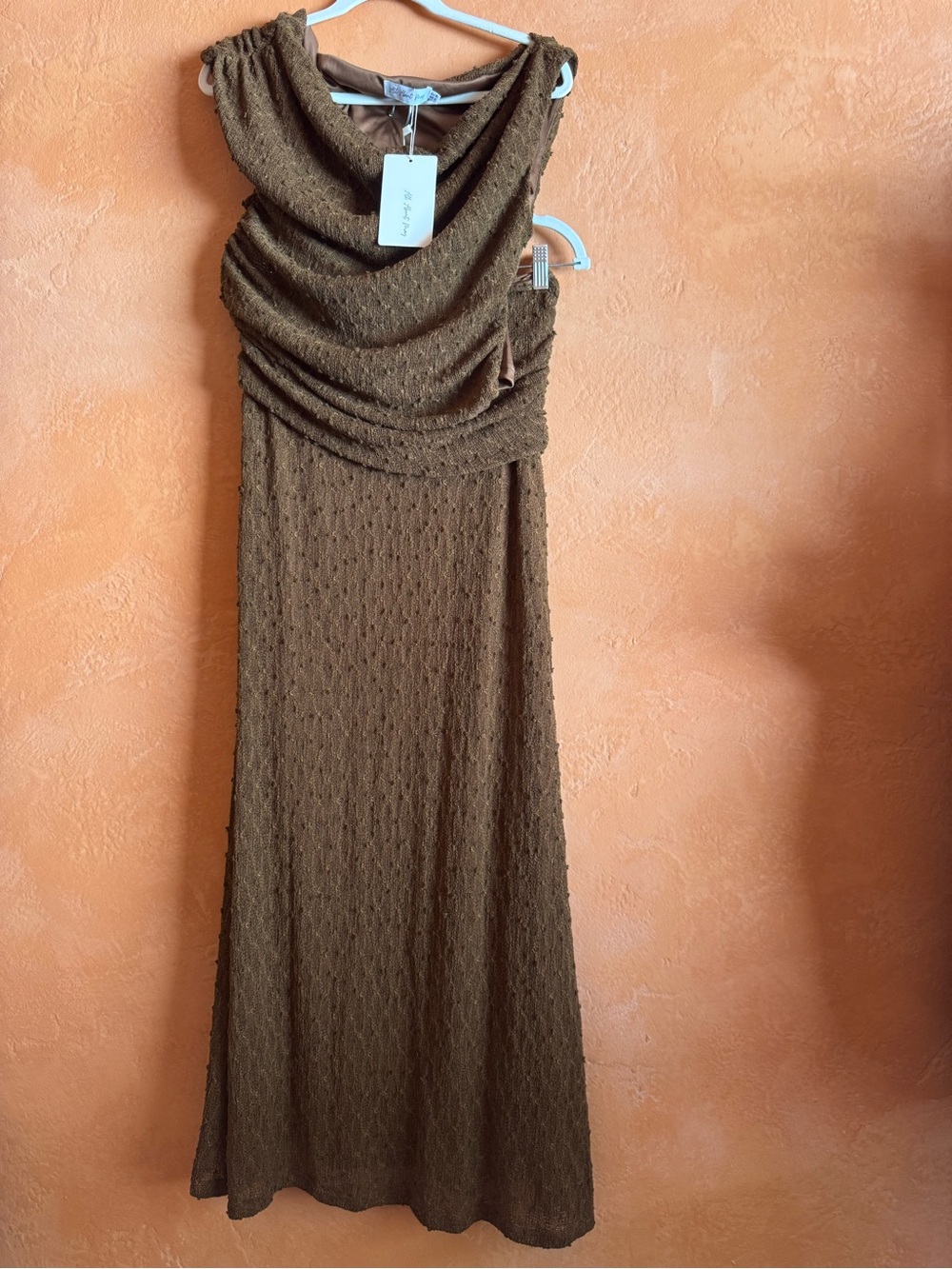 All About May Brown Textured Draped Top & Maxi Skirt Set AU 10 / US 6 NWT